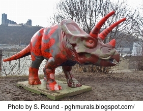 picture of the DNAsaurus dinosaur - DNAsaurus_12_DNAsaurus%20sculpture-pittsburgh-northshore-carnegie-science-center-dinomite-days-dinosaur-dnasaurus-duke-of-york-commemorative-2.jpg
